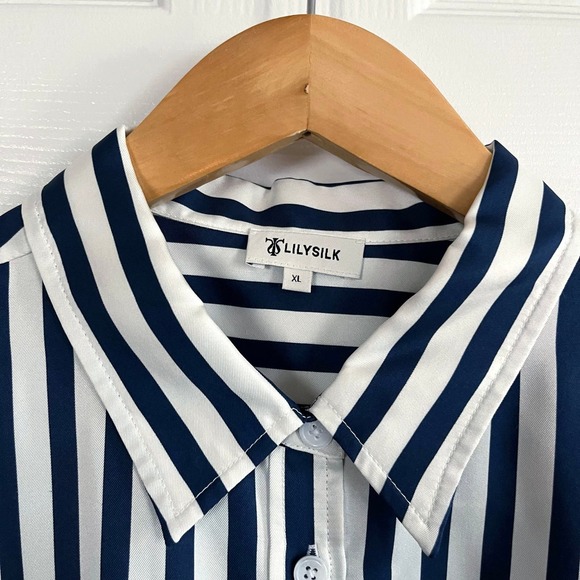 Lilly Silk Amalfi Stripe Silk Shirtdress with Belt and Pockets! - Picture 4 of 10